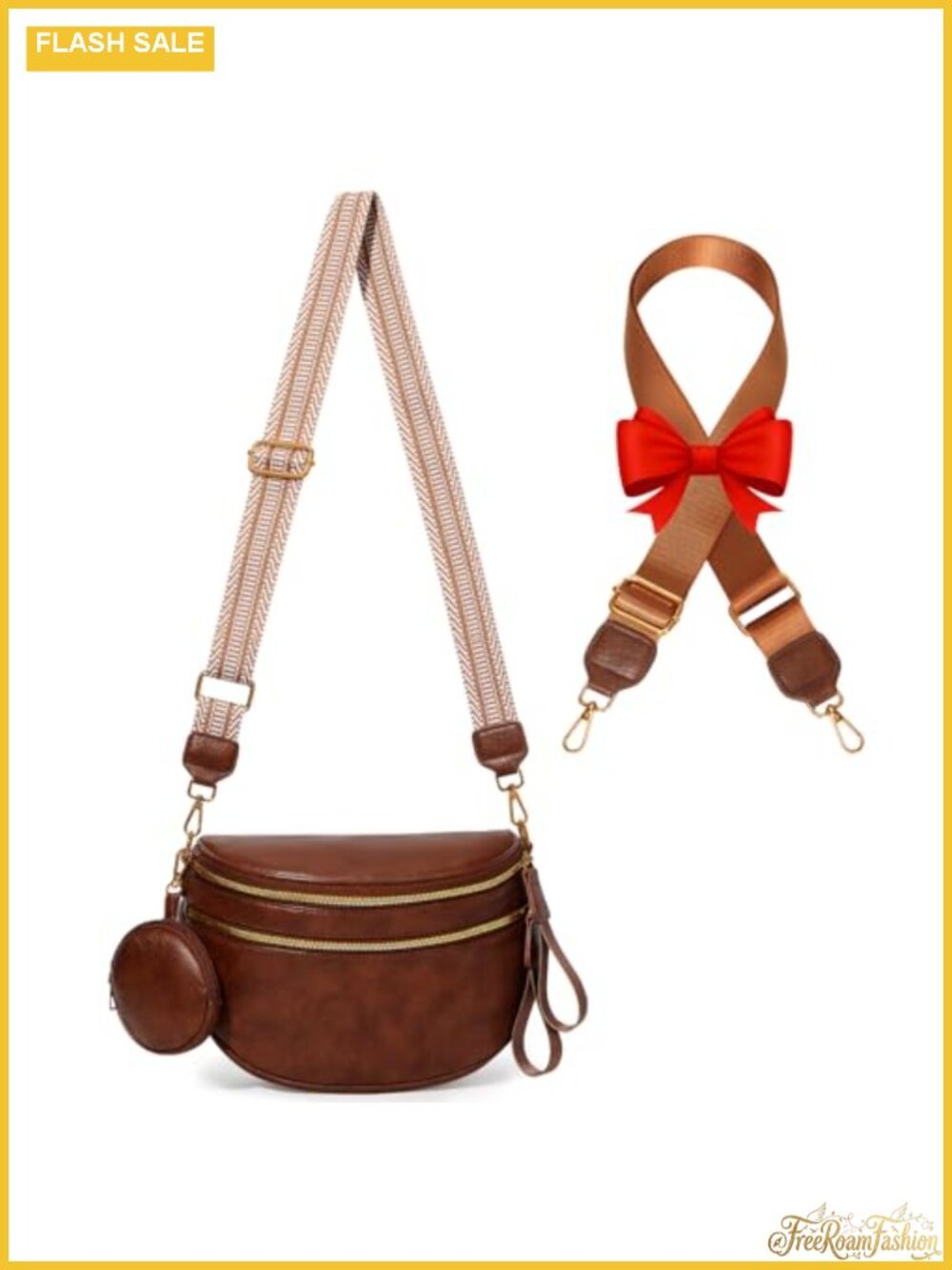 Vegan Leather Bum Bag Crossbody Fanny Pack with Two Shoulder Straps